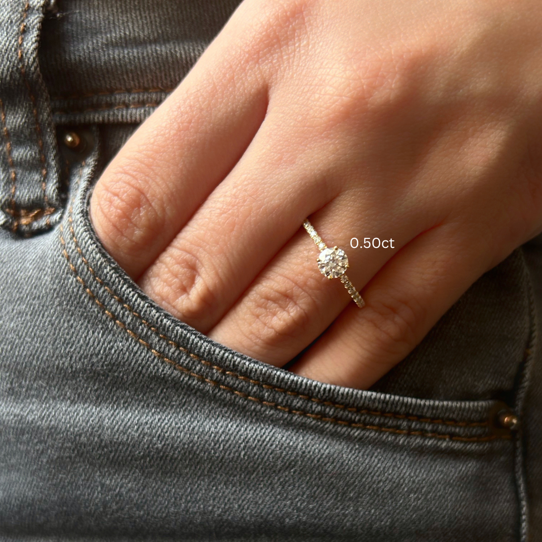 Stunning 1.0 CT Round Moissanite Engagement Ring with Hidden Halo & Pave Design 12