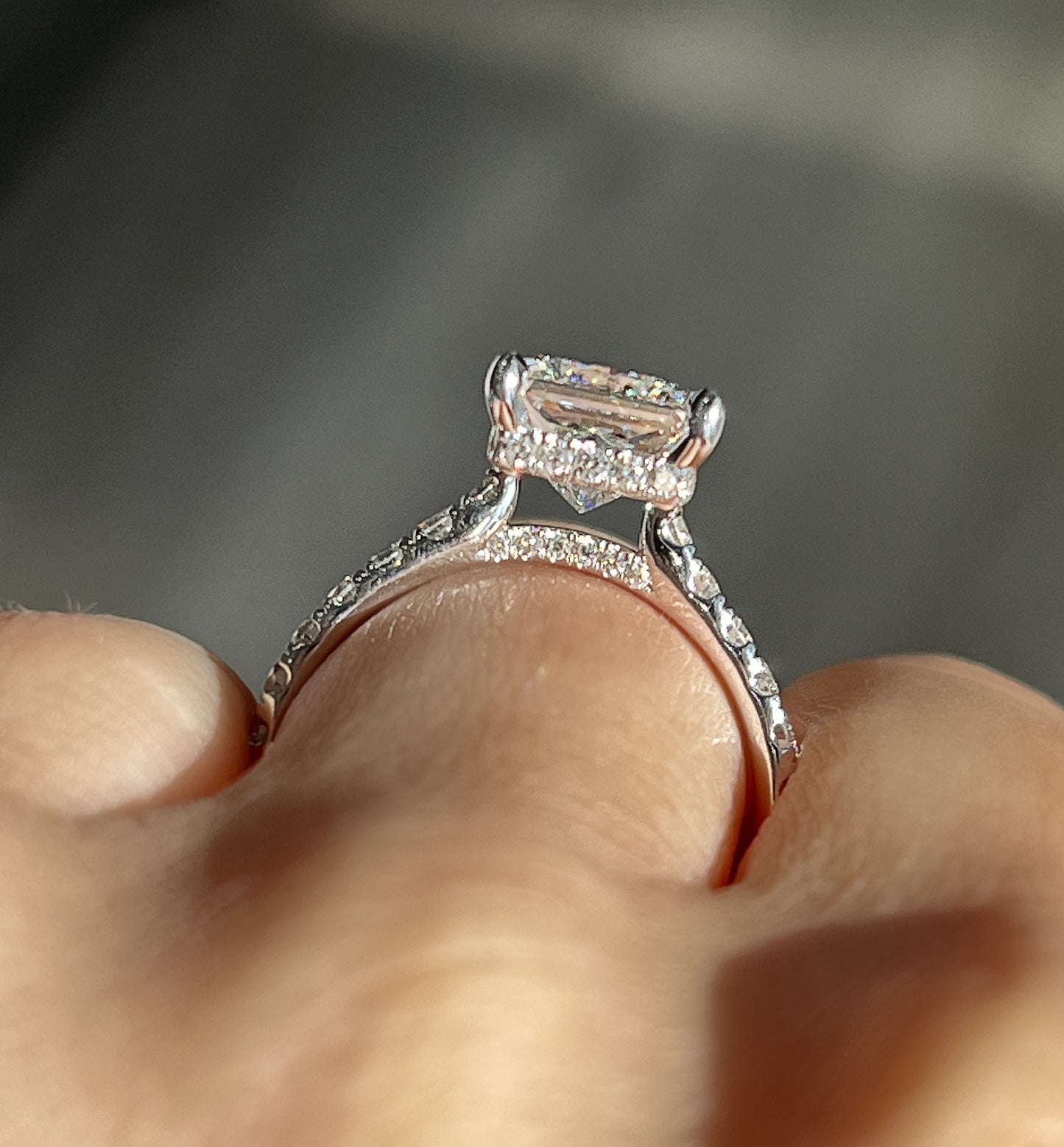 Stunning 2.50 CT Princess Moissanite Engagement Ring with Hidden Halo & Pave Design 3