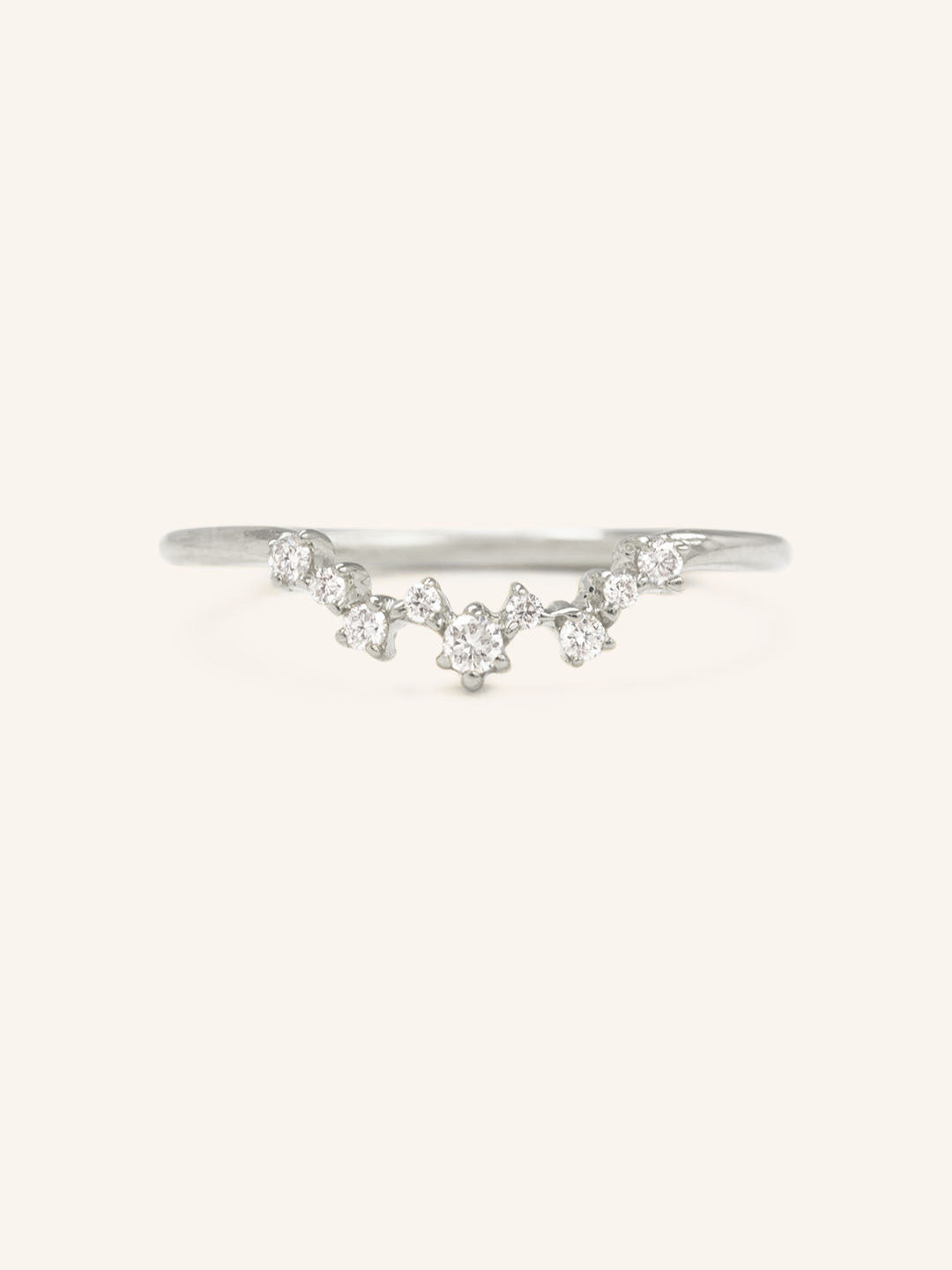 Stunning 0.3 TCW Round Moissanite Stones Curved Wedding Band 3