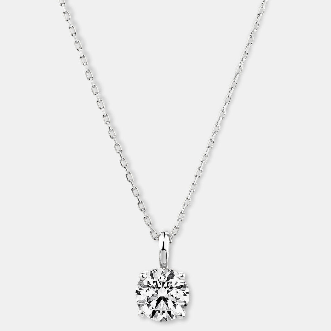 Round Cut Cubic Zirconia in 925 Sterling Silver Necklace 1