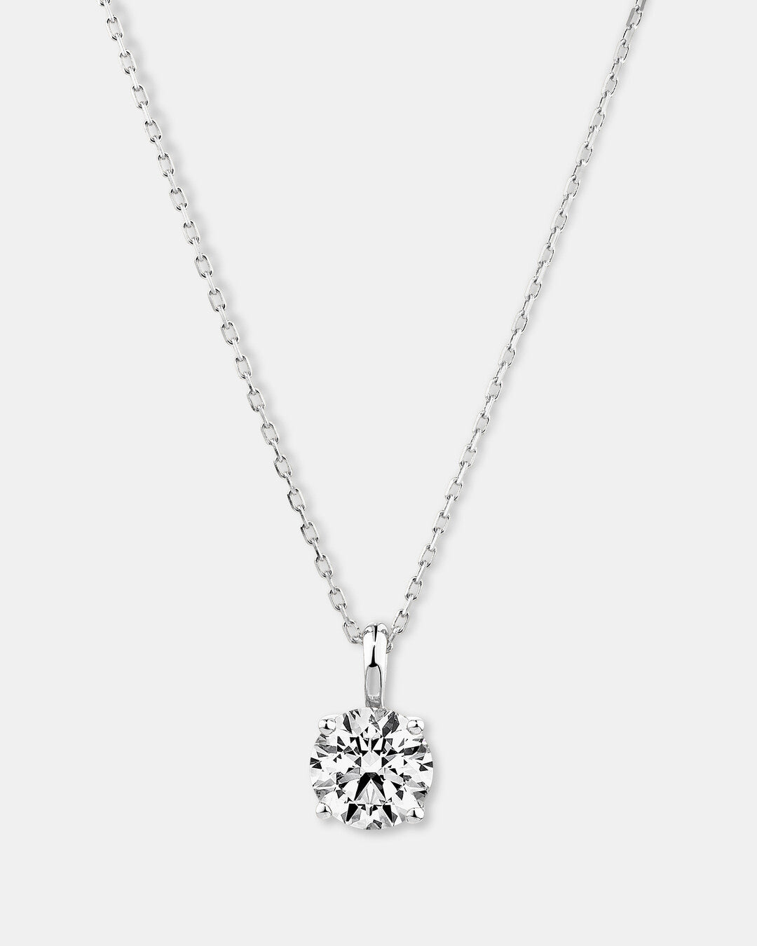 Round Cut Cubic Zirconia in 925 Sterling Silver Necklace 1