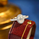 3.0 CT Oval Shaped Moissanite Halo Pave Engagement Ring 9