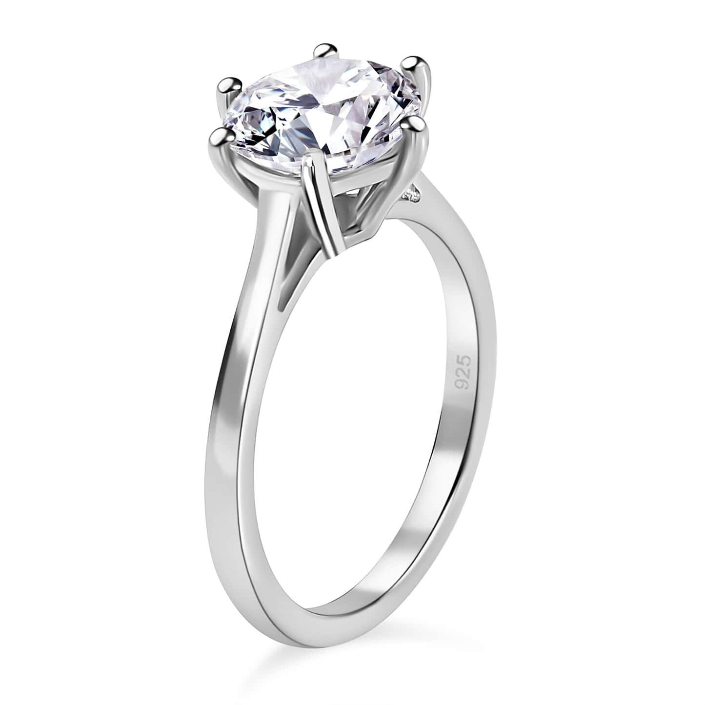 Round Cut Solitaire Style Cubic Zirconia in 925 Sterling Silver Ring 4