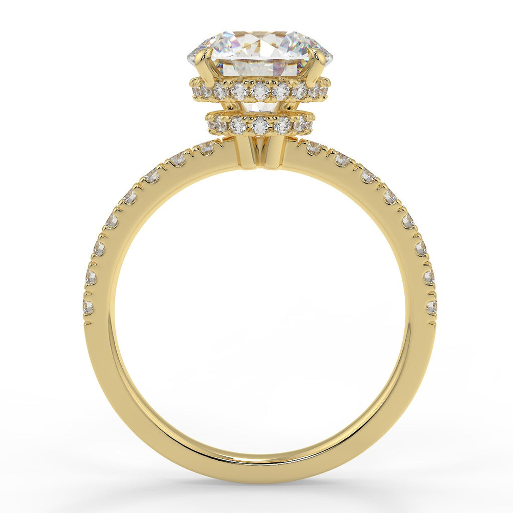 Stunning 2.0 CT Round Moissanite Engagement Ring with Hidden Halo & Pave Design 2