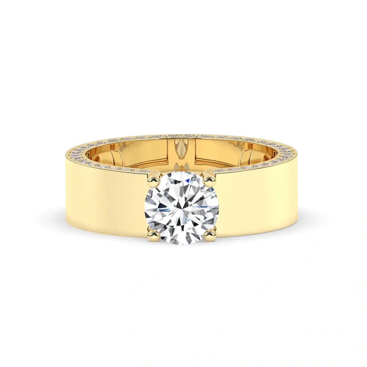Stunning 1.0 CT Round Moissanite Men's Wedding Band with Solitaire & Hidden Diamond Design 4