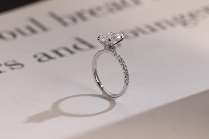 Stunning 1.0 - 2.0 CT Marquise Moissanite Engagement Ring with Pave Design 5