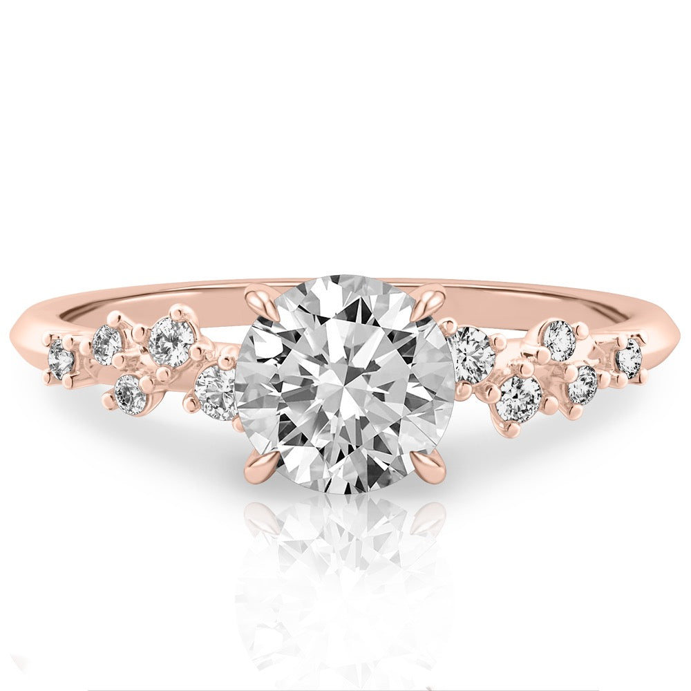 Stunning 1.0- 2.0 CT Round Moissanite Engagement Ring with Cluster Design 7