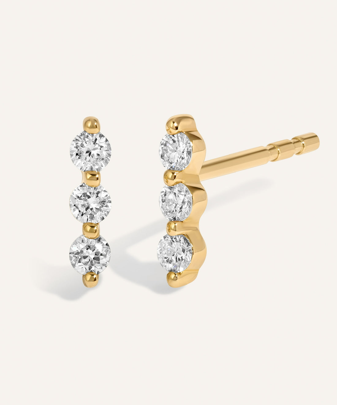 0.20 TCW Round Cut Moissanite Bar Stud Earrings in Gold 1