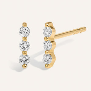 0.20 TCW Round Cut Moissanite Bar Stud Earrings in Gold