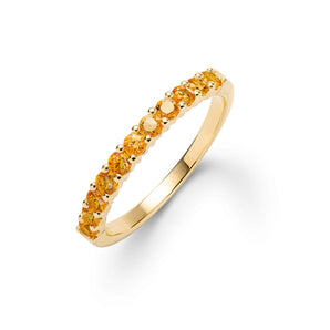 1.32 TCW Round Citrine Lab Made Diamond- November Birthstone Eternity Wedding Band