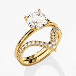 1.0 CT Round Cut Moissanite Solitaire Bridal Ring Set with Curved Wedding Bands 2
