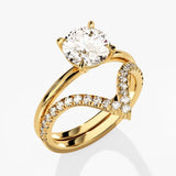 1.0 CT Round Cut Moissanite Bridal Ring Set with Round Wedding Bands 2