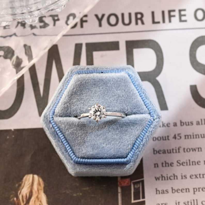 Stunning 1.0 CT Round Moissanite Engagement Ring with Solitaire Design 2