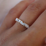 Stunning 0.4 TCW Trillion, Baguette, Round Moissanite Stones In Half Eternity Wedding Band 2