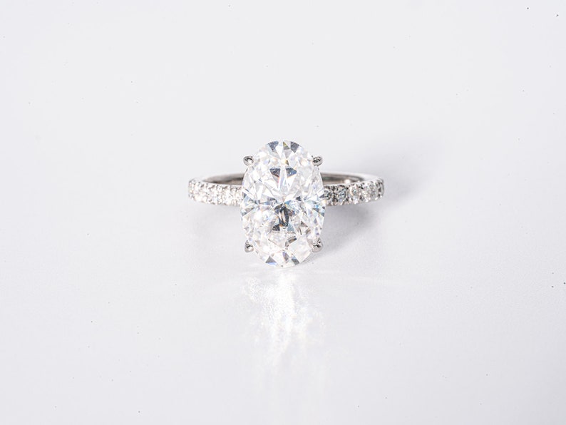 Stunning 3.50 CT Oval Cut Moissanite Engagement Ring with Hidden Halo & Pave Design 1