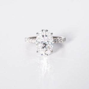 Stunning 3.50 CT Oval Cut Moissanite Engagement Ring with Hidden Halo & Pave Design