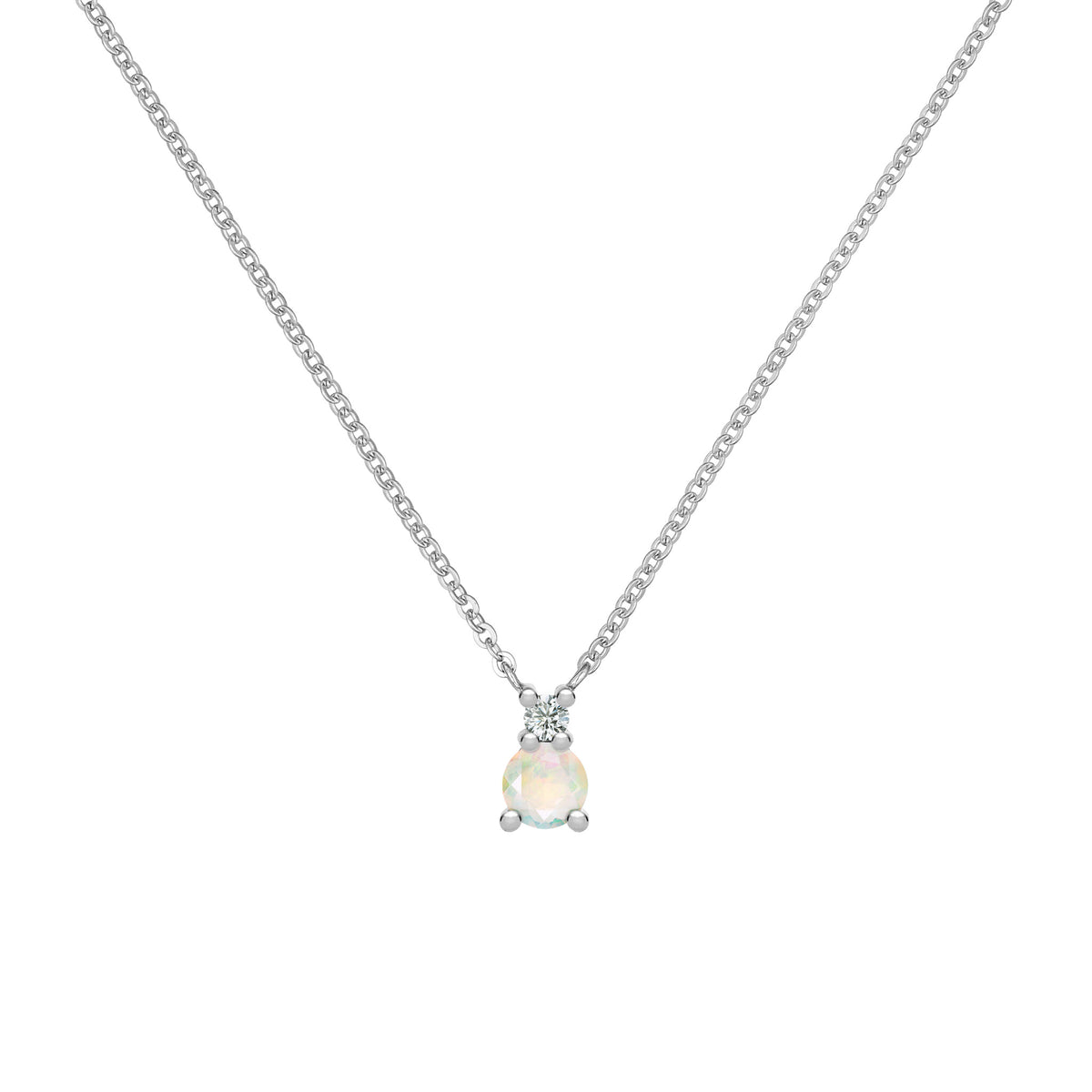 0.41 TCW Round Opal Lab Made Diamond- October Birthstone Necklace 7