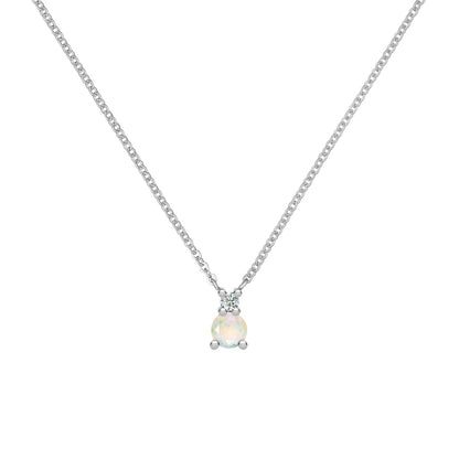 0.41 TCW Round Opal Lab Made Diamond- October Birthstone Necklace 7