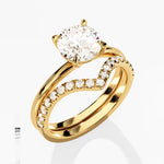 1.50 CT Round Cut Moissanite Bridal Ring Set with Round Wedding Bands 2