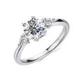 Round Cut 3 Stones Style Cubic Zirconia in 925 Sterling Silver Ring 7