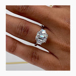 Classic 2.0 CT Emerald Moissanite Engagement Ring with Three Stone Design 6