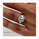 Classic 2.0 CT Emerald Moissanite Engagement Ring with Three Stone Design 6