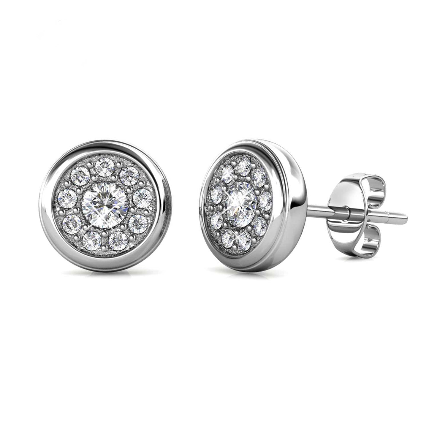 Round Cut Cubic Zirconia in 925 Sterling Silver Earrings 5