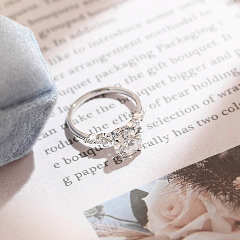 Stunning 2.0 CT Round Moissanite Engagement Ring with Pave Design 6