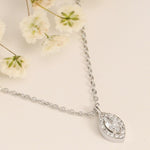 0.30 CT Marquise Moissanite Diamond Halo Pendant Necklace in Solid Gold 4