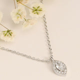 0.30 CT Marquise Moissanite Diamond Halo Pendant Necklace in Solid Gold 4
