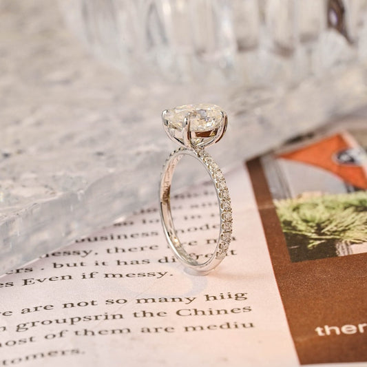 Stunning 2.5 CT Oval Moissanite Engagement Ring with Pave Design 2