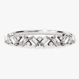 Stunning 0.30 CT Round & Baguette Moissanite Stones Alternative Diamond Wedding Band 3