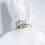 Classic 3.0 CT Cushion Moissanite Engagement Ring with Hidden Halo & Pave Design 3