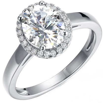 Round Cut Halo Style Cubic Zirconia in 925 Sterling Silver Ring 3