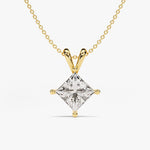 1.0 CT Princess Moissanite Diamond Solitaire Pendant Necklace in Solid Gold 1