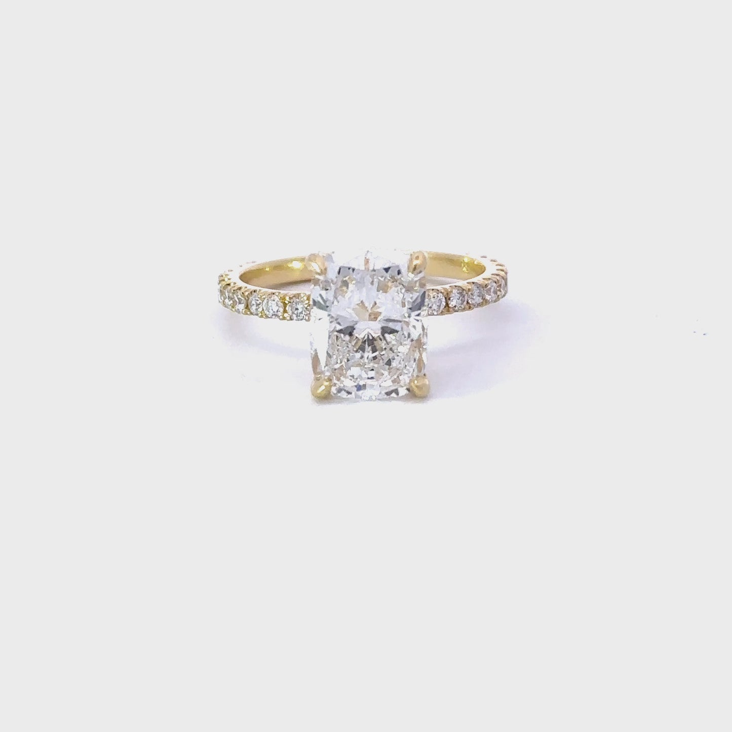 Stunning 3.0 CT Cushion Moissanite Engagement Ring with Hidden Halo & Pave Design 3