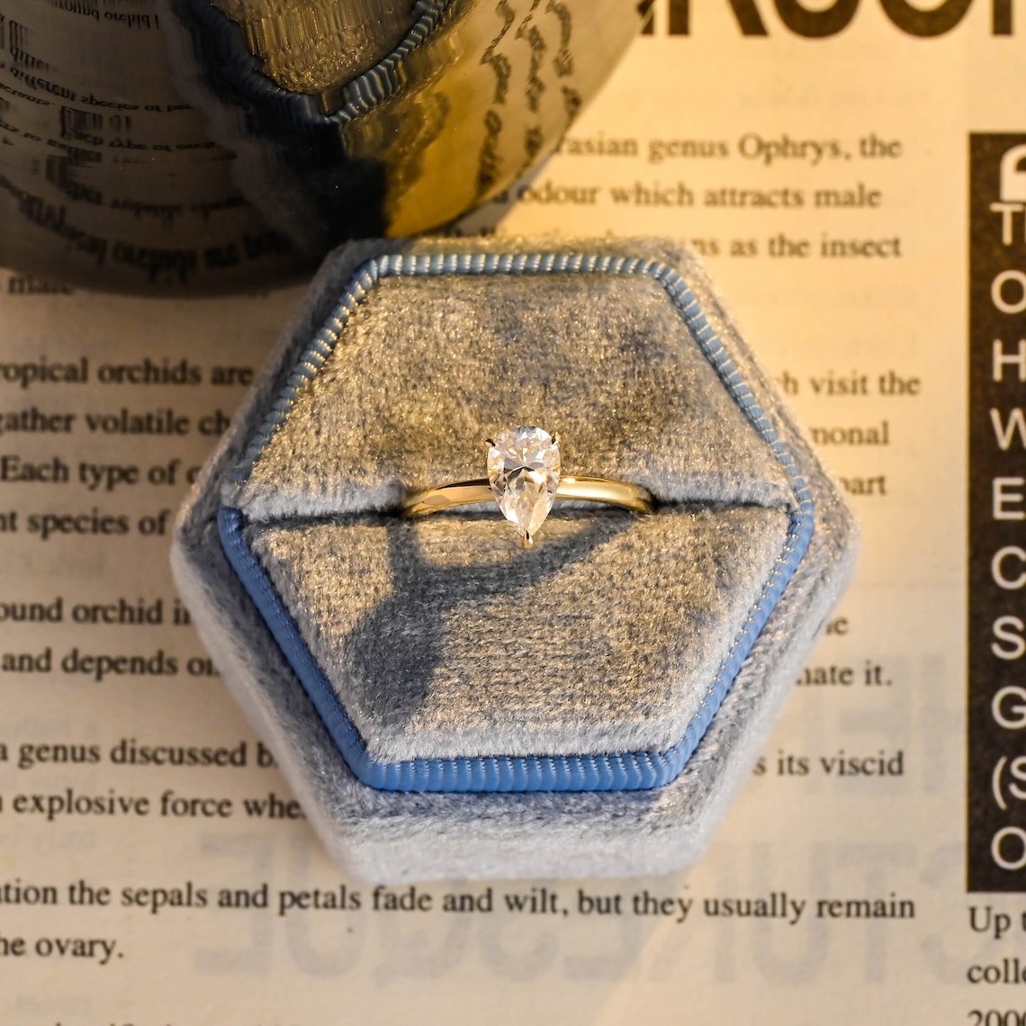 Stunning 3.0 CT Pear Moissanite Engagement Ring with Solitaire Design 8