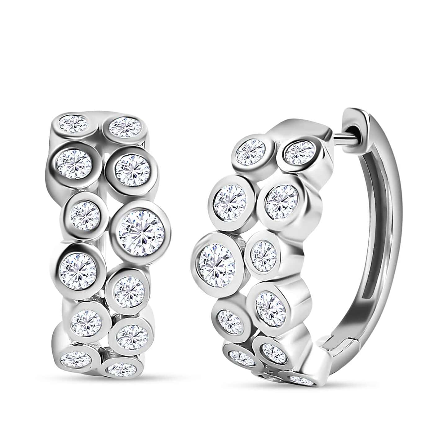 Round Cut Cubic Zirconia in 925 Sterling Silver Earrings 1