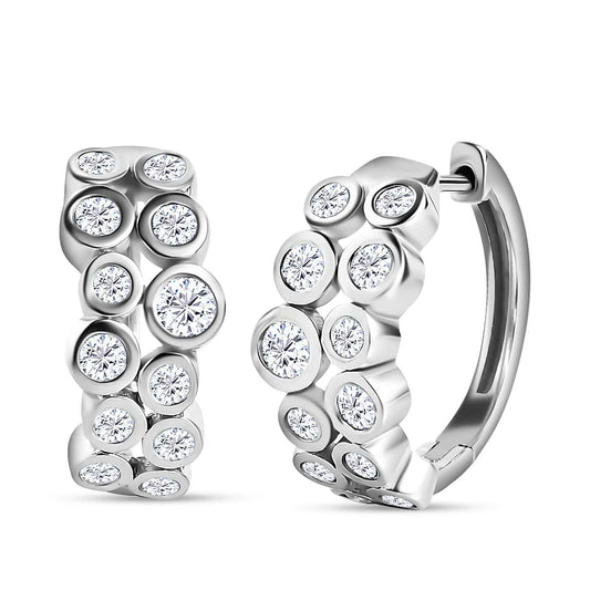 Round Cut Cubic Zirconia in 925 Sterling Silver Earrings 1