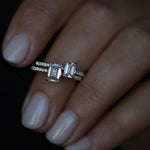 0.50 CT Emerald Cut Pave CVD E/VVS1 Diamond Engagement Ring 10