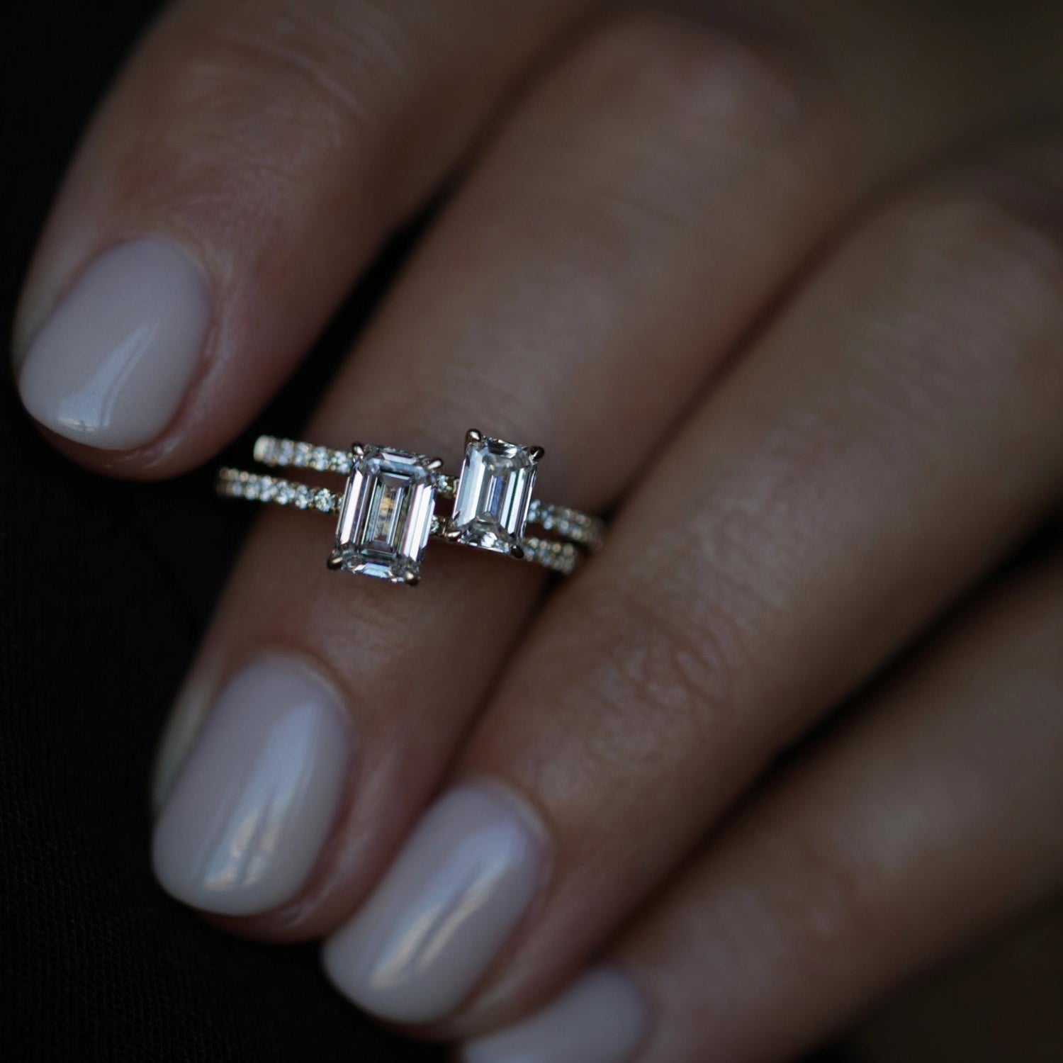 0.50 CT Emerald Cut Pave CVD E/VVS1 Diamond Engagement Ring 10