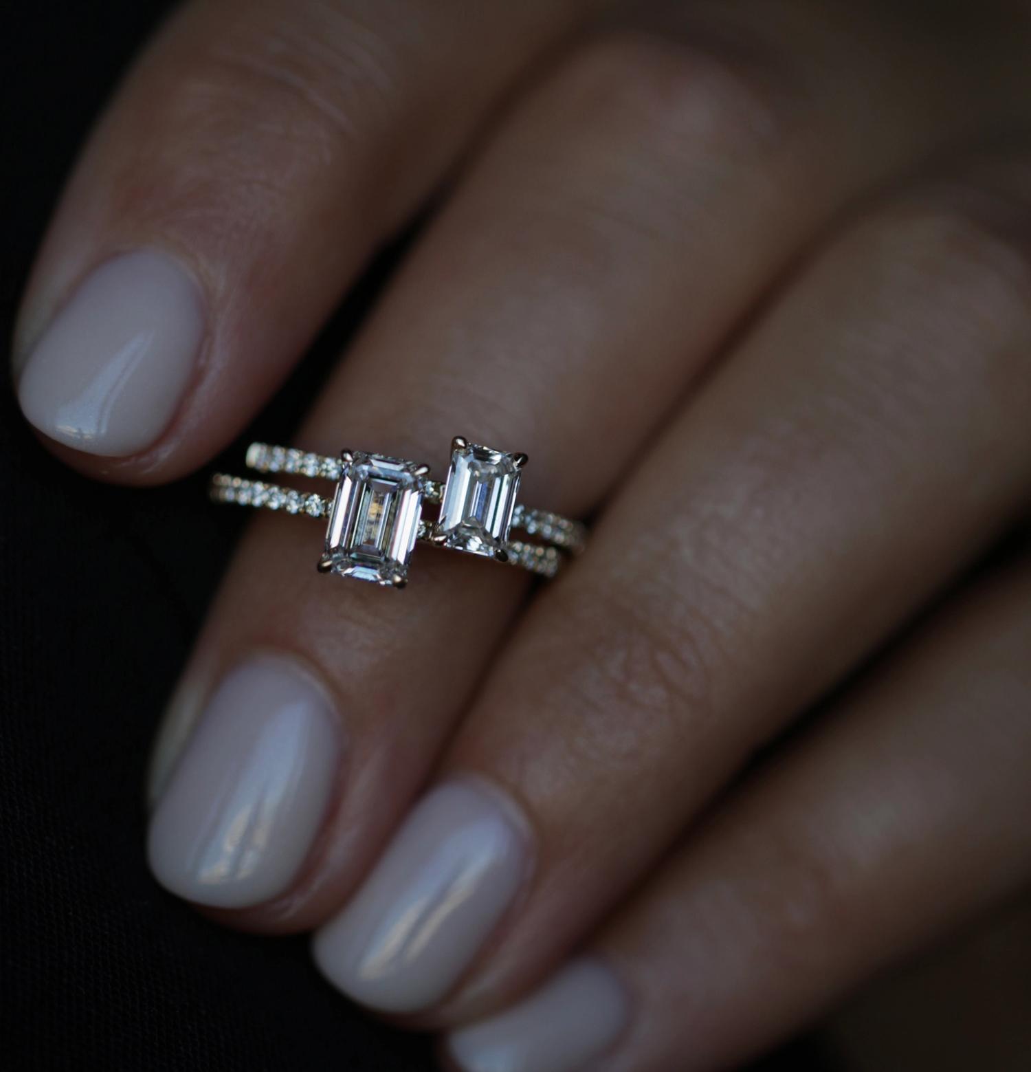 0.50 CT Emerald Cut Pave CVD E/VVS1 Diamond Engagement Ring 10
