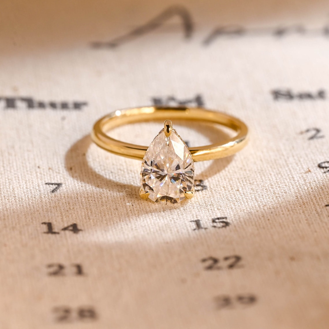 Stunning 3.0 CT Pear Moissanite Engagement Ring with Hidden Halo Design 1