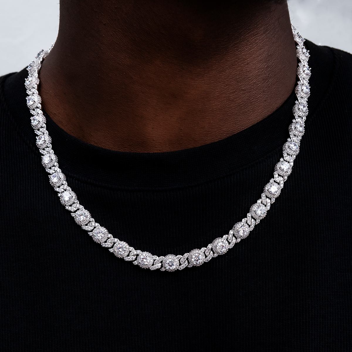 30 CT Round Moissanite Diamond Iced Cuban Silver Necklace For Him 1