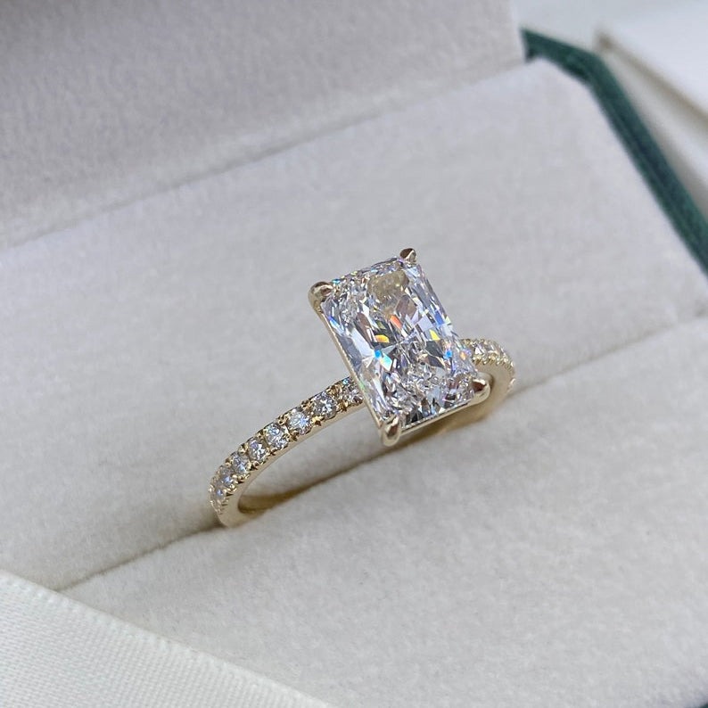 Stunning 2.30 CT Radiant Moissanite Engagement Ring with Pave Design 1
