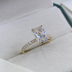 Stunning 2.30 CT Radiant Moissanite Engagement Ring with Pave Design