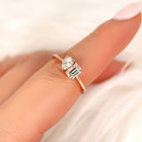 Stunning 0.43 CT & 0.58 CT Pear & Emerald Moissanite Engagement Ring with Two Stones Design 7