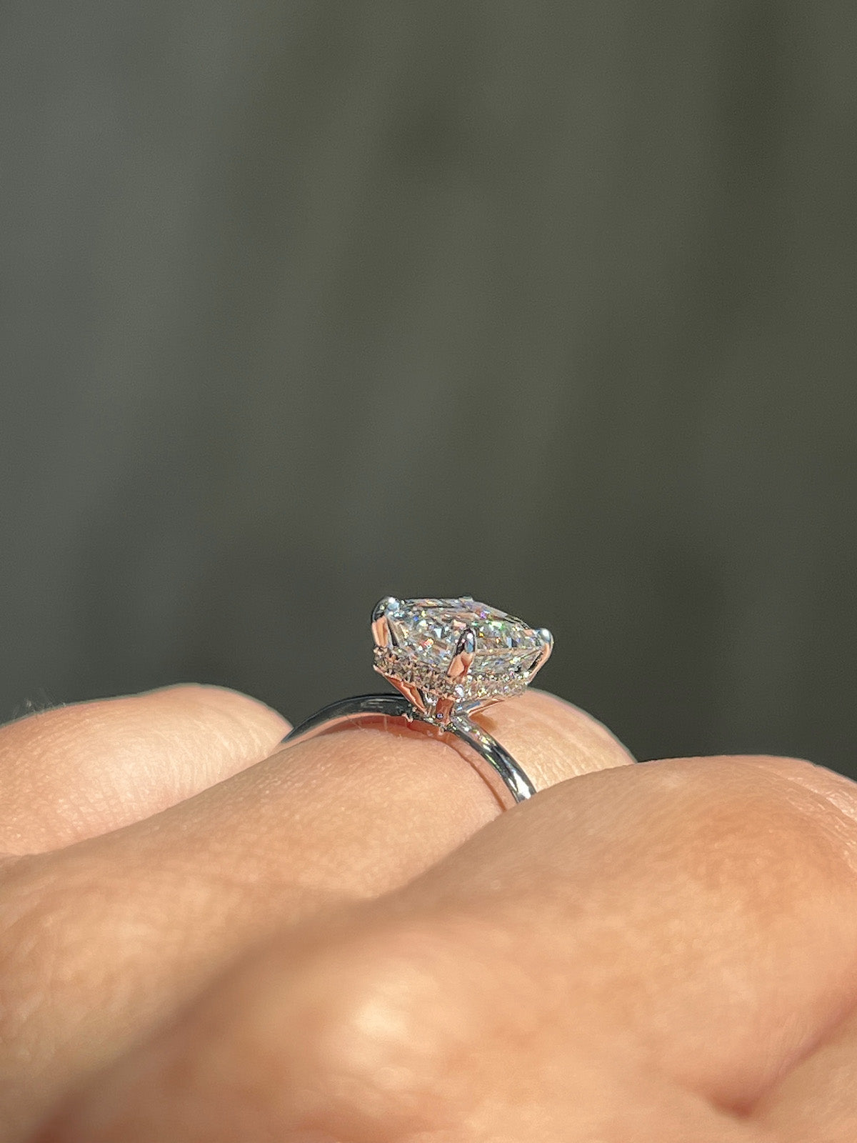 Stunning 1.70 CT Emerald Moissanite Engagement Ring with Hidden Halo Design 4
