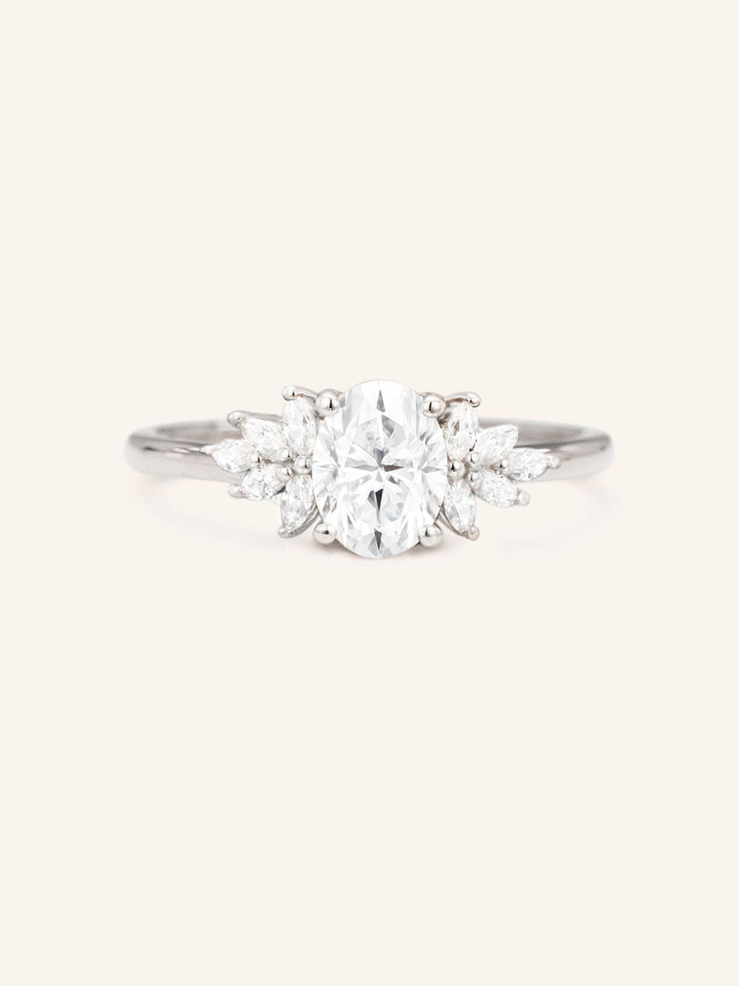 Stunning 1 CT Oval Moissanite Engagement Ring With Cluster Design 3