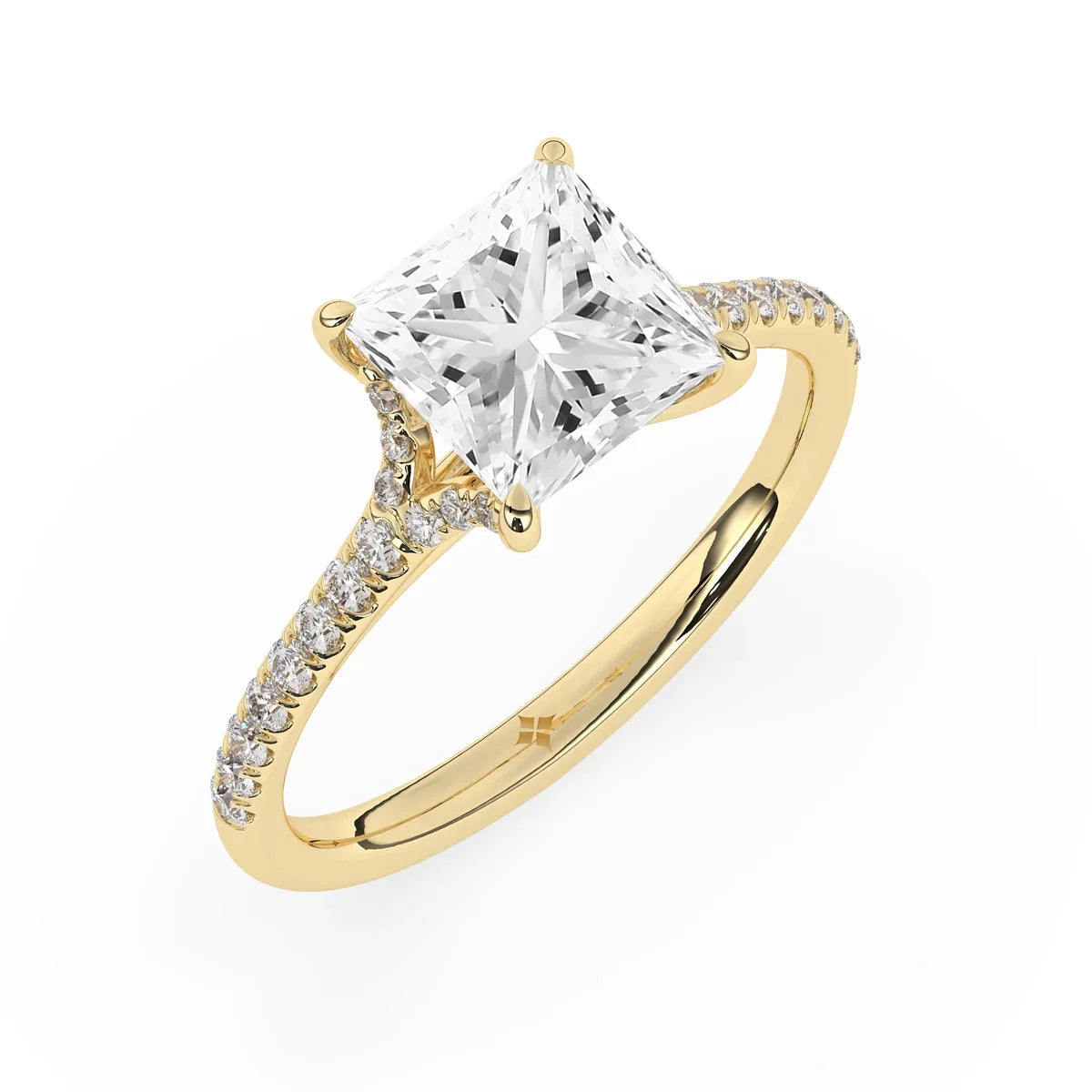Stunning 2.0 CT Princess Moissanite Engagement Ring with Split Shank Design 5
